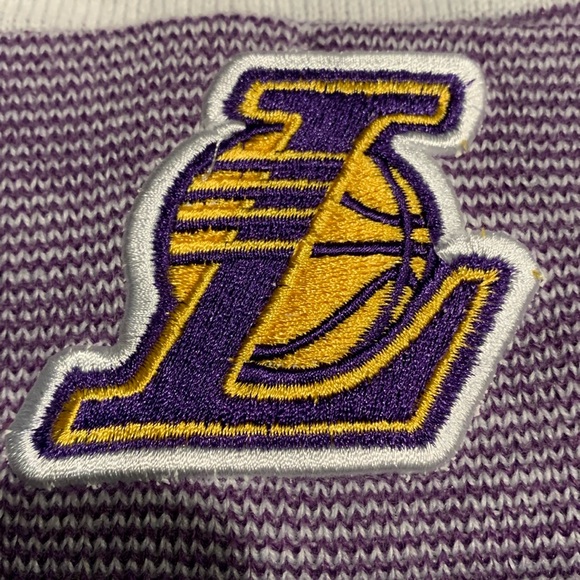 LA Lakers NBA Ultra Game Winter Cuffed Knit Pom Skull Cap Purple OSFM - Picture 9 of 12